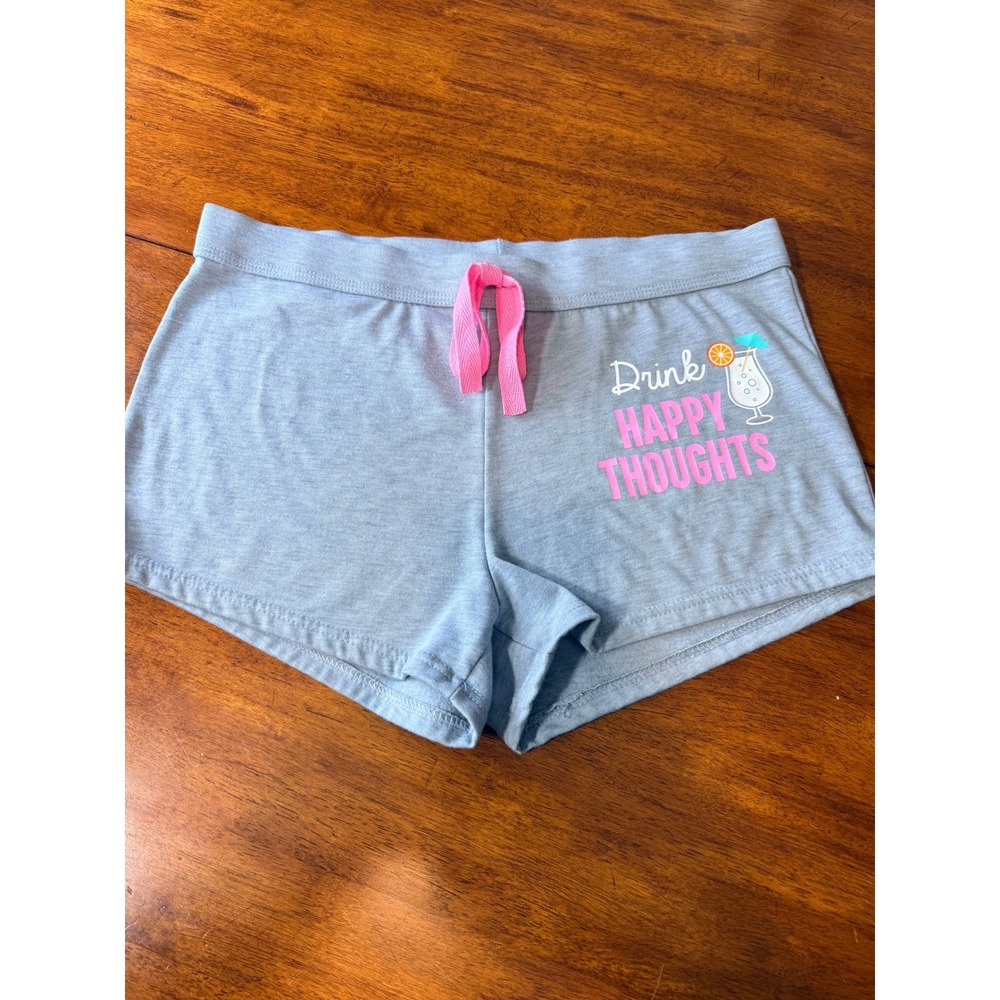 Bobbie Brooks Sleepwear Shorts Women's M Gray "Drink Happy Thoughts" Medium